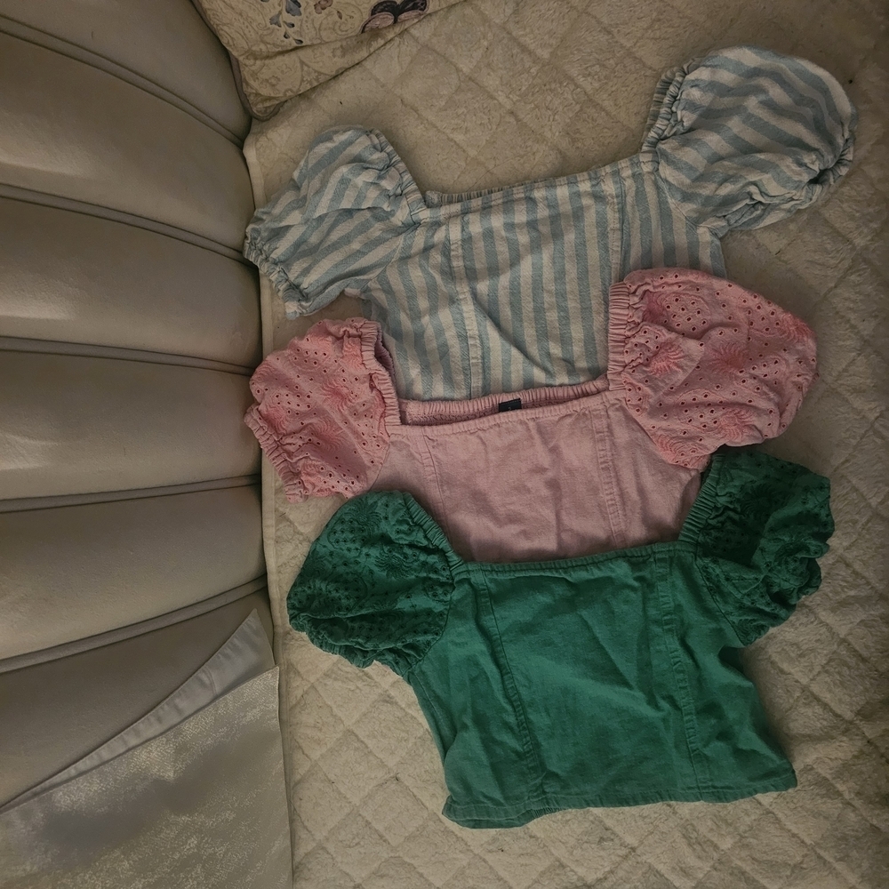 Old Navy Kids Blouses in Striped Blue, Pink, and Green